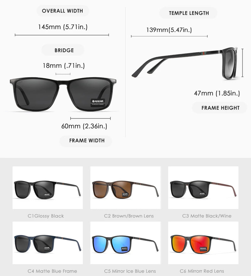 KDEAM Ultralight Fishing Sunglasses Polarized Men's Driving Sun Glasses Travel Luxury Female Sunglass With Carrying Case