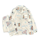 Kawaii Youth Girl's Satin Homewear Short Long Fashion Pyjama Cute Cat Print Summer New Thin Pajamas for Women Silk Home Set