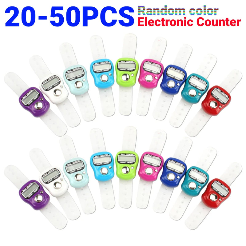 20-50pcs Random Colors Mini Electronic Finger Counter Ring LED Digital Golf Finger Hand Ring Tally Counter Tally Pedometer