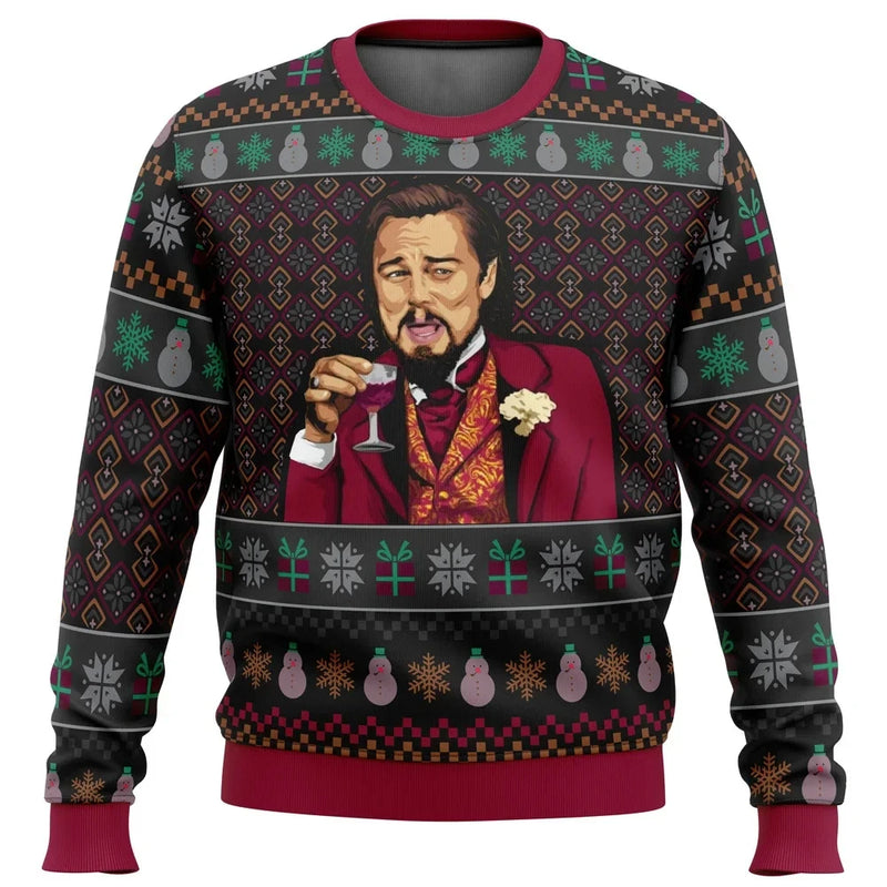 Autumn And Winter Clothing Laughing Leo DiCaprio Meme Ugly Christmas Sweater Gift Santa Clau Pullover Men 2024 3D Sweatshirt Top