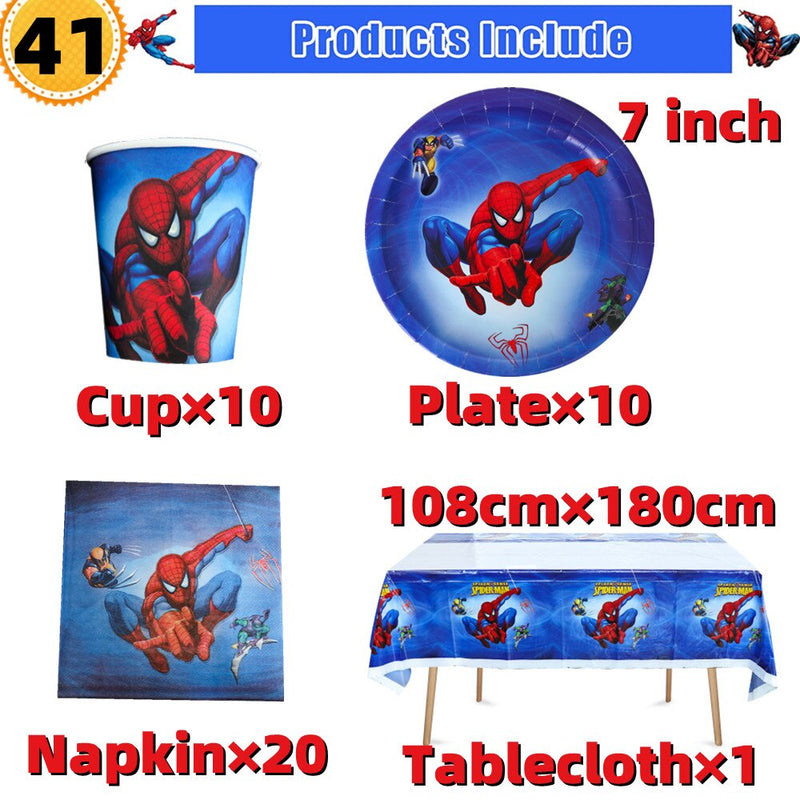 10/20 people Spiderman Theme Birthday Party Decorations Set Paper Cup 7inch Plate Superhero Baby Shower Kids Boys Party Supplies