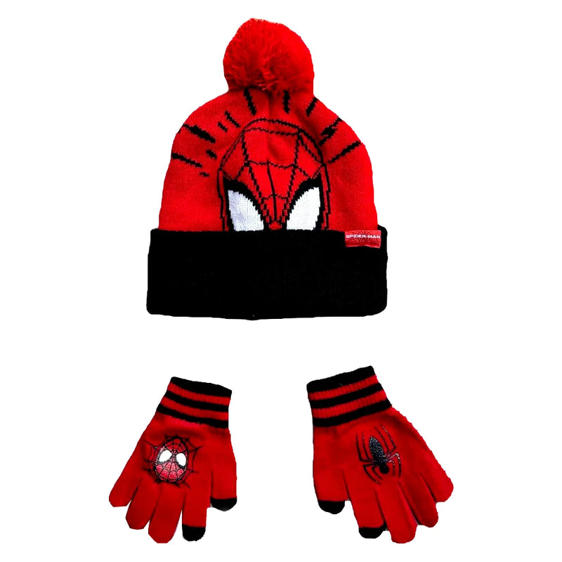 New Autumn Winter Children Hat Mickey Spider Man Colour Cartoon Woolen glove Scarf Hat 3pcs Warmth Boy Girl Child christmas hat