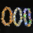 1pcs White Hawaiian Leis Masquerade Beach  Tropical Glow Party Light Up Flower Necklace Headband with LED Light Wedding Festival