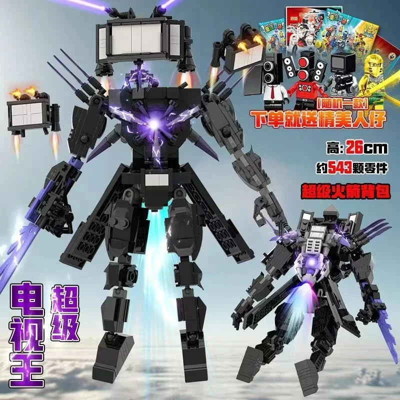 Skibidi Toilet Clock Man Building Blocks Toys Cameraman Speakerman Monitor Titan Tv Man Juguetes Brick Model Toys Gift For Kids