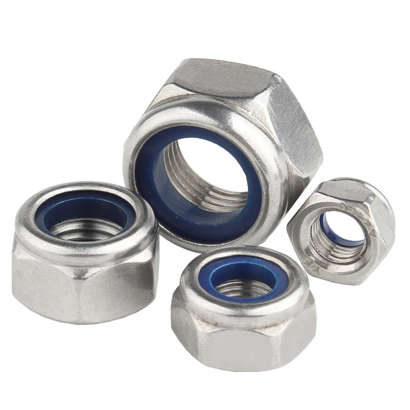 1/ 5/ 10/ 20pcs M2 M2.5 M3 M4 M5 M6 M8 M10 M12 M14 M16 M18 M20 M22 304 Stainless Steel Nylon Self-lock Hex Nuts Locknut DIN985