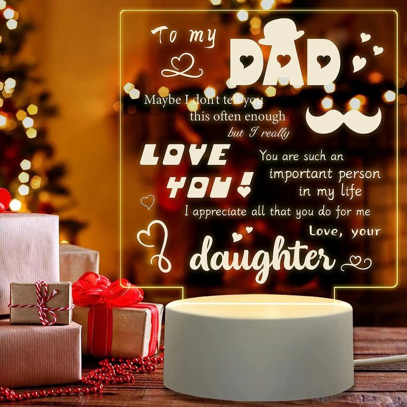 3D Night Light Dad Gifts Lamp to My Dad Gift from Daughter Son for Birthday Gift for Dad Christmas Gifts Night Lamps