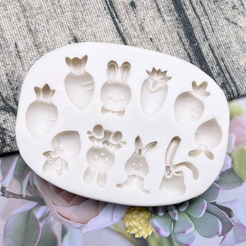 Easter Rabbit Radish Silicone Mold Sugarcraft Chocolate Cupcake Baking Mold Fondant Cake Decorating Tools