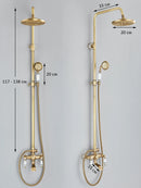 Retro Shower System Antique Brass Rainfall Shower With Handheld Shower Tub Spout For Bath Shower