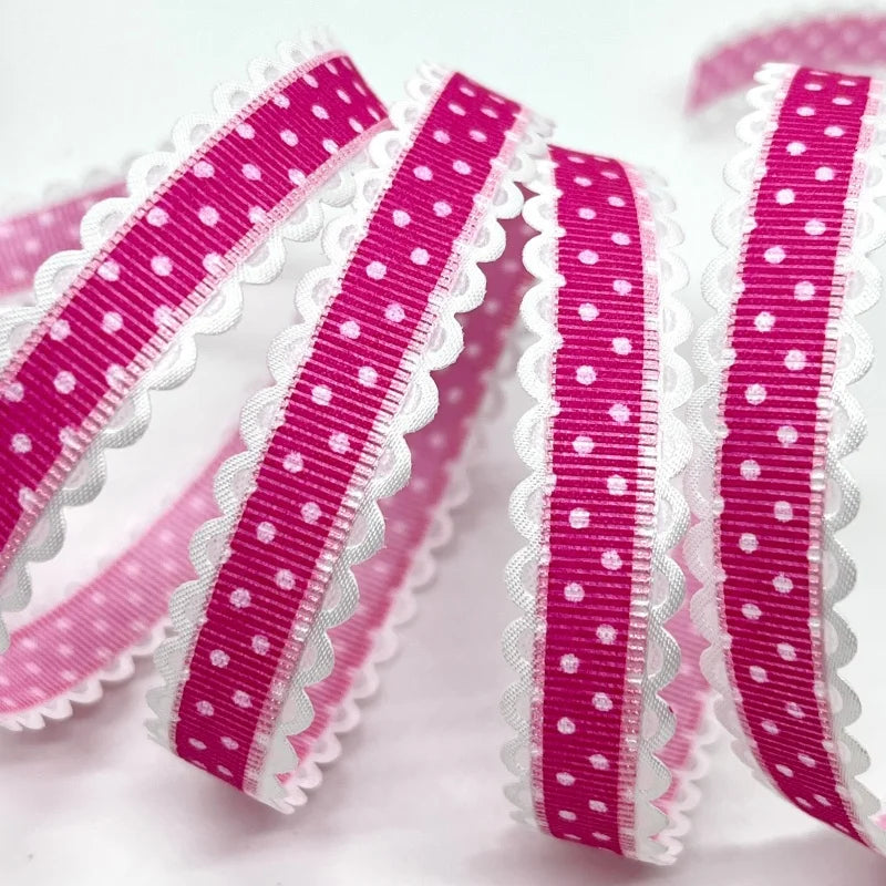 2cm 5Yards Dots Printed Embossed Ribbon For Handwork DIY Craft Bows Scrapbook Easter Wedding Christmas Deco Gift Floral Packing