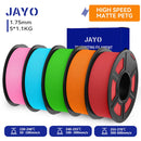 JAYO 5 Rolls 3D PETG / High Speed Matte PETG 3D Filament 1.75mm 30mm/s - 600mm/s Print Range PETG 3D Printer Filament for 3D