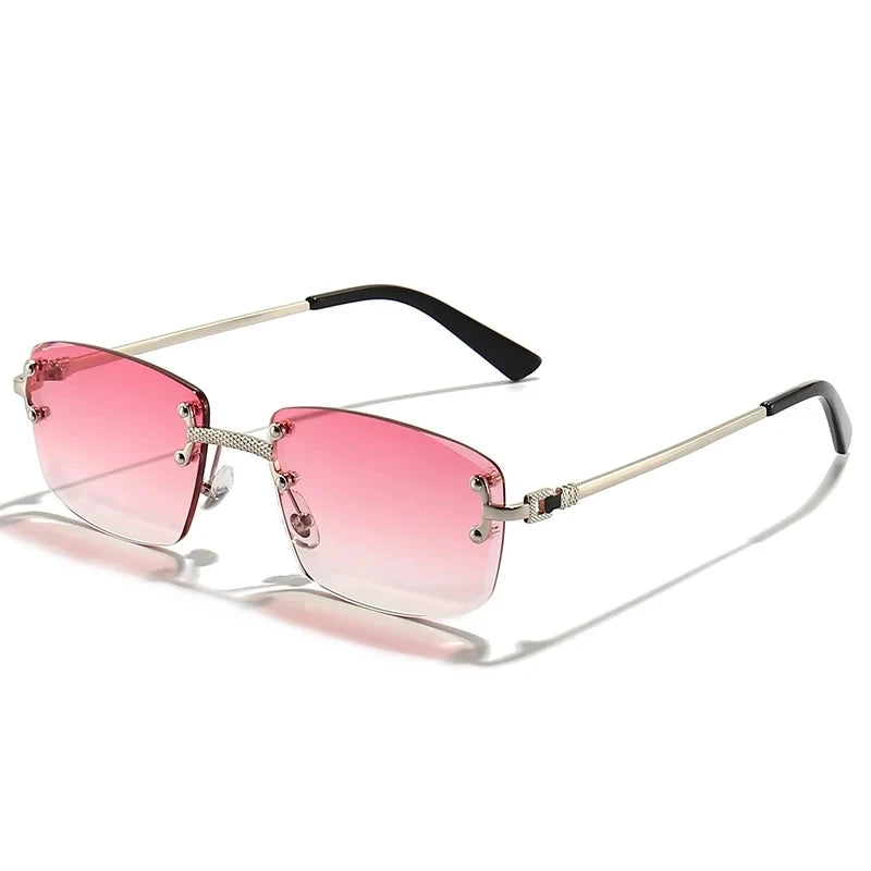 2024 Rimless Square Sunglasses Men Women UV400 Small Gradient Frameless Sun Glasses For Men Popular High Quality Metal Eyewear