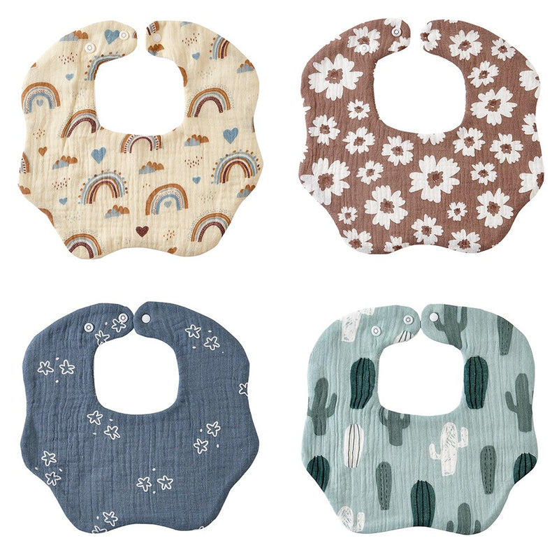 Kangobaby 4pcs Muslin Burp Cloths Sets Most Fashion Colorful Solid Color Baby Infinity Scarf Bibs
