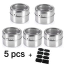 Magnetic Spice Jar Stainless Steel Seasoning Pot Set Household Condiment Bottle Storage Tank Rack with Stickers Kitchen Tools