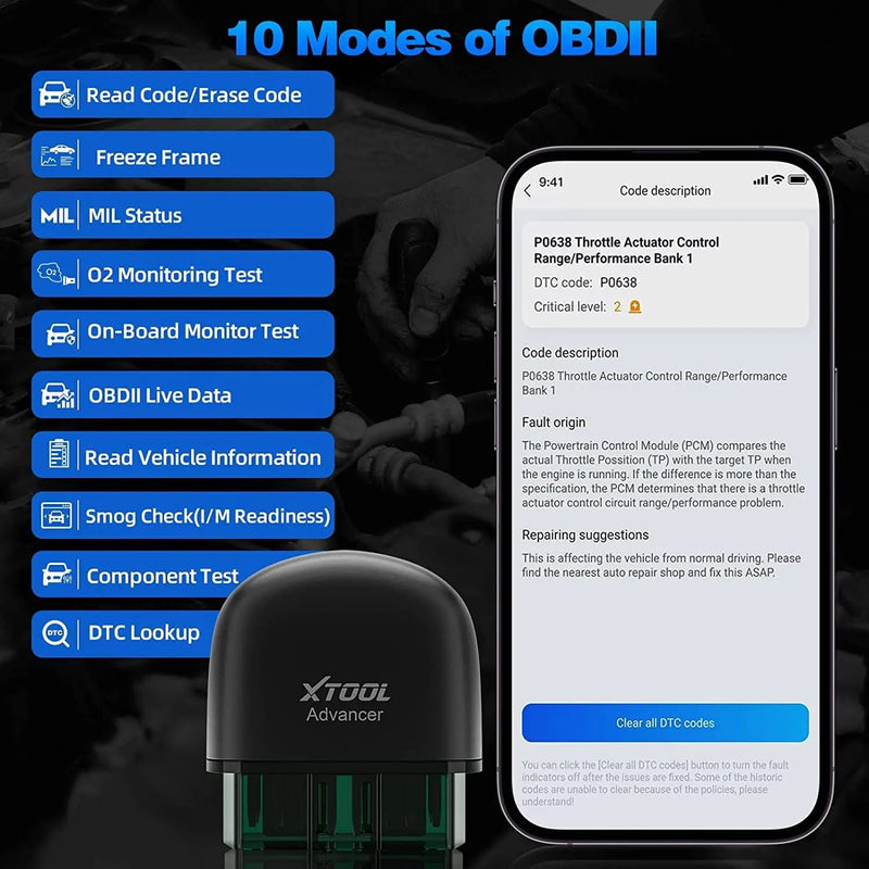XTOOL AD20PRO OBD2 Scanner Check Engine Light IOS & Android Car Diagnostic Tool Battery Test Code Reader Lifetime Free Update