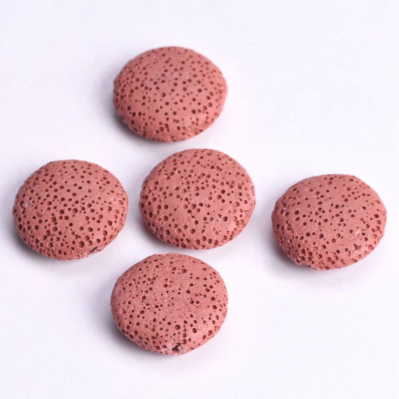 5pcs Natural Volcano Lava Stone Flat Round 20mm 27mm 32mm Loose Crafts Beads lot for Jewelry Making DIY Earring Findings