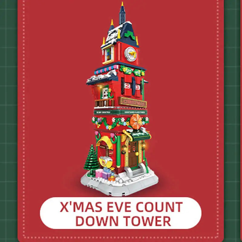 Woma 1084PCS XMAS Eve Count Down Tower Model Bricks Building Blocks For Children's Christmas  Gift