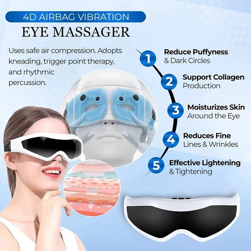 Electric Eye Massager Mask Migraine Eyes Vision Improvement Forehead Eye Care Glasses Massage Wireless Vibration Health Care