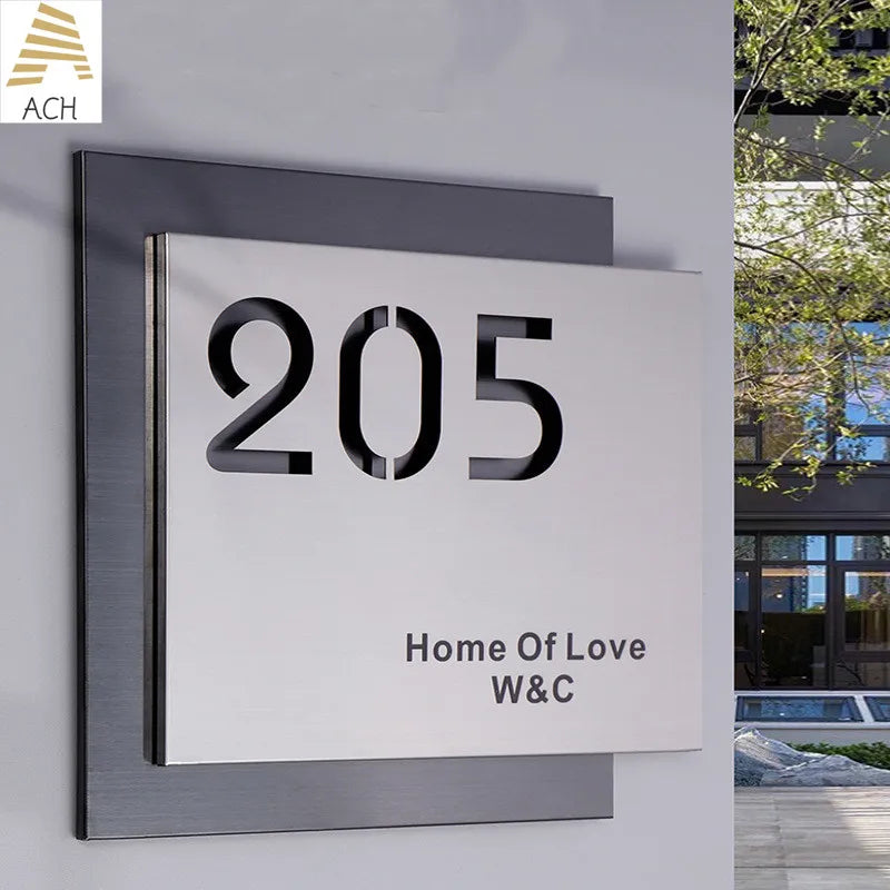 Customize Sign Stainless Steel Modern Door Plaque,Office Plate, Shop Signage House Number, Personalize Name Address