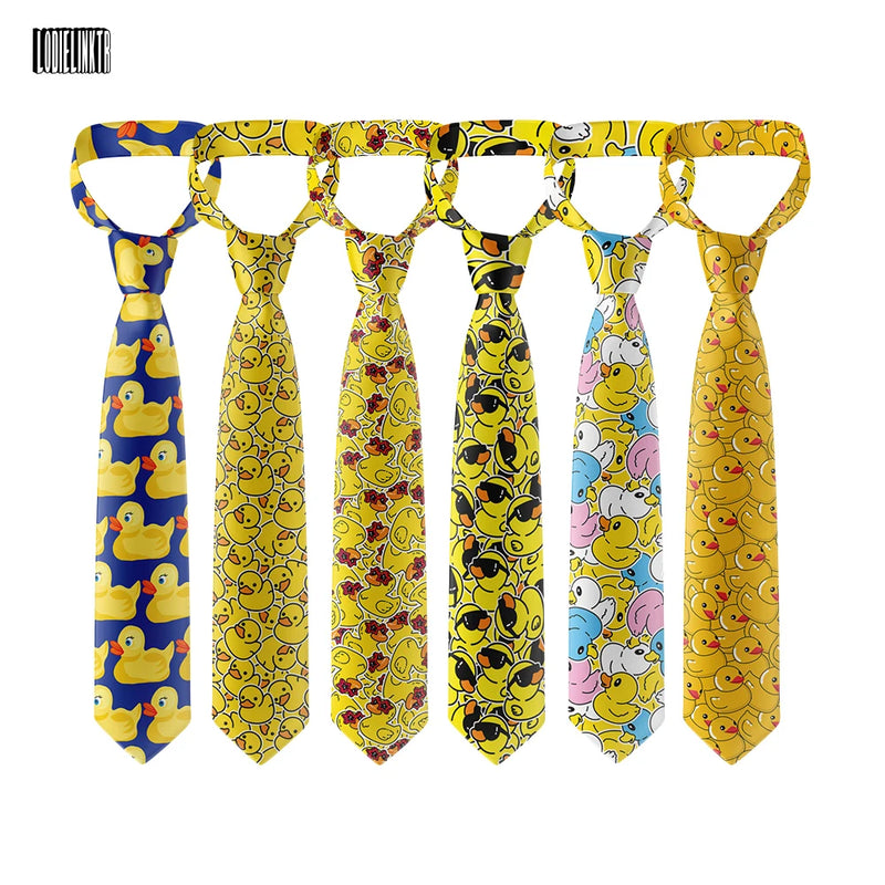 Fashion Adult Tie 8cm Wide Polyester Cartoon Yellow Duck Series Cute Accessories Novelty Design Wedding Business Fashion Gravata