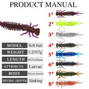 10pcs Worm Larva Soft Lures 5.5cm 1.2g Artificial Silicone Bait Jigging Wobblers Bass Carp Pesca Fishing Tackle