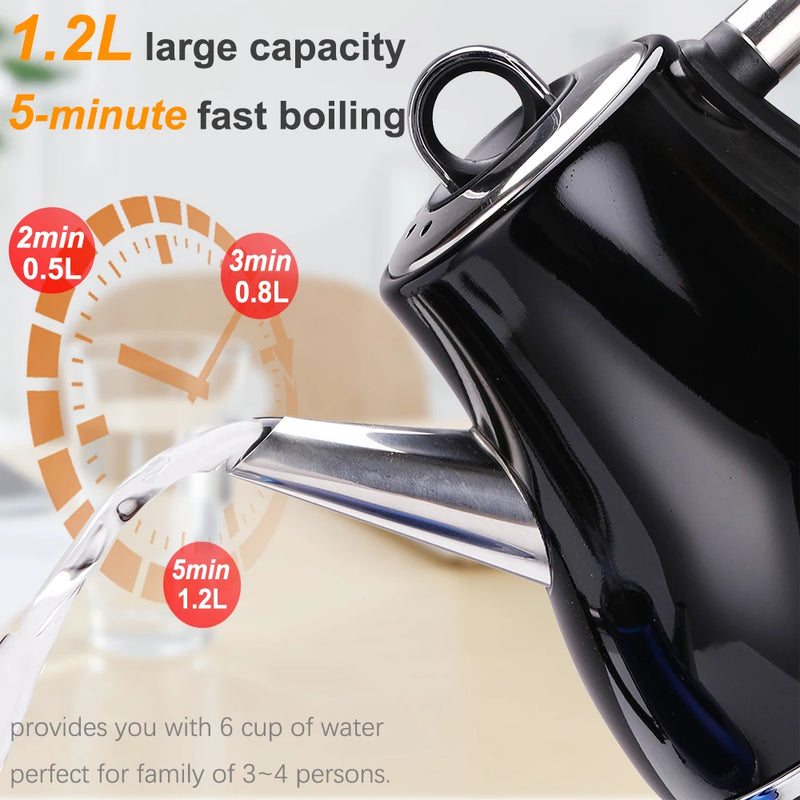 1.2L Colorful 304 Stainless Steel Electric Kettle 1500W Household 220V Quick Heating Electric Boiling Tea Pot Sonifer