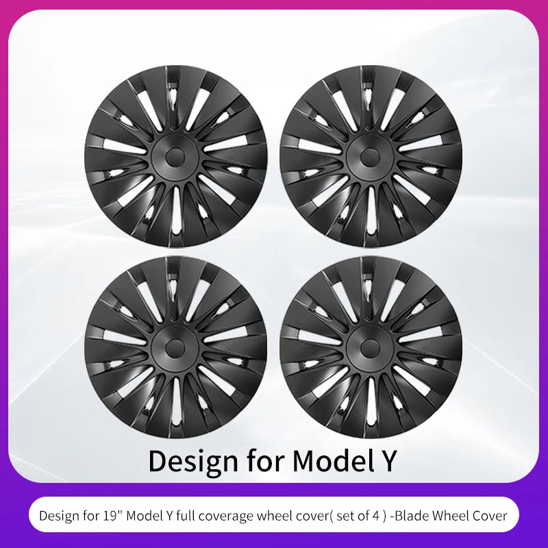 4PCS Hubcap Design for Tesla Model S（2022-2024）/Model Y （2020-2024）19 Inch Wheel Cover Performance Full Rim Hub Cover Accessorie