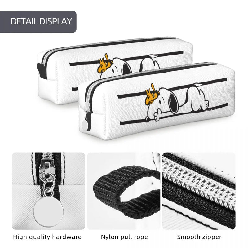 Snoopy & Woodstock Smile Giggle Laugh Pencil Case Pencil Pouch Pen Holder Girls Boys Bags Students School Gifts Stationery