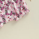 Adorable Baby Girls Jumpsuit Ruffle Sleeve Round Neck Floral Print Toddler Romper for Stylish Summer Outfits and Playdates