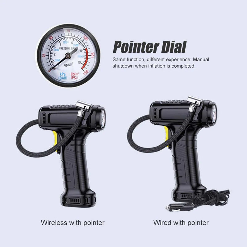 120W Car Tire Inflator Wireless/Wired Portable Car Air Compressor Electric Inflatable Pump With LED For Cars Motorcycles Bikes