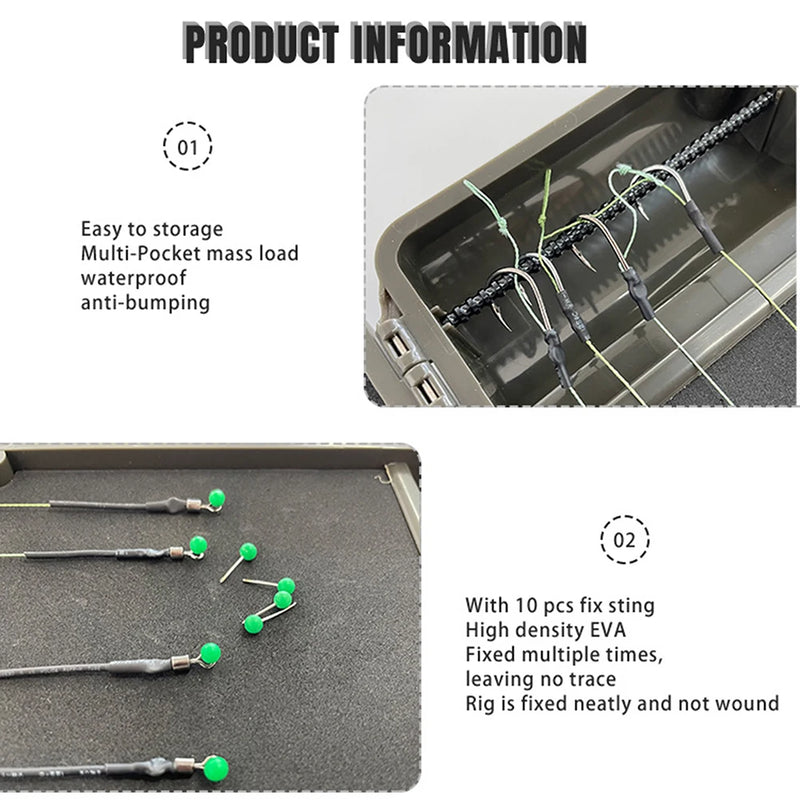 Carp Fishing Tackle Box for Swivels Hooks Carp Rig Hair Ronnie Organizer Box Swivel Line Fished Gear Accessories Storage Case