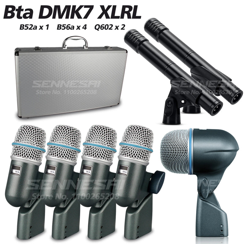 SENNESAI BETA DMK7 7-Piece Wired Dynamic Drum Microphone (Whole Metal)- Kick Bass, Tom/Snare & Cymbals Mic Set-Use,52a 56a 57a