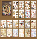 20 Sticker Books Ancient Aristocratic Architectural Patterns Retro Style Pre-cut Models Travel Character Patterns DIY Materials