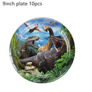 New Jurassic Dinosaur Theme Disposable Tableware Cup Plates Children's Birthday Party Dinosaur Latex Balloon Banner Decoration