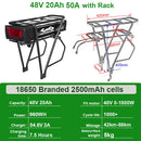 Rear Rack eBike Battery 21700 18650 52V 48V 27Ah 72V 20Ah with Rack no Rack Optional for 1500W 1000W 750W 500W 24"-28 inch