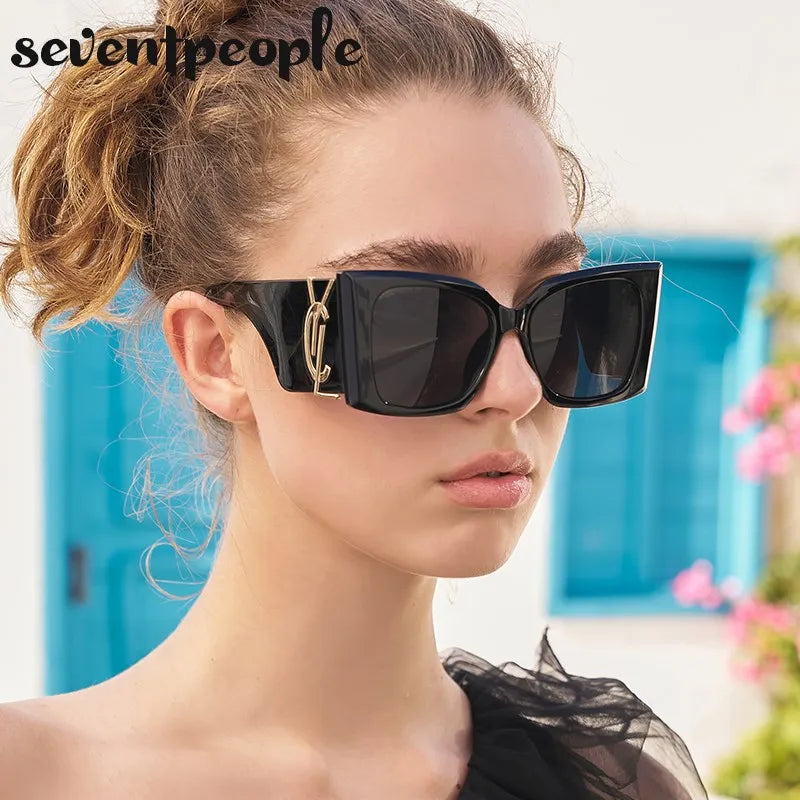 Oversized Cat Eye Sunglasses Women 2024 Luxury Brand Designer New Fashion Square Sun Glasses For Female Trendy Big Frame Shades
