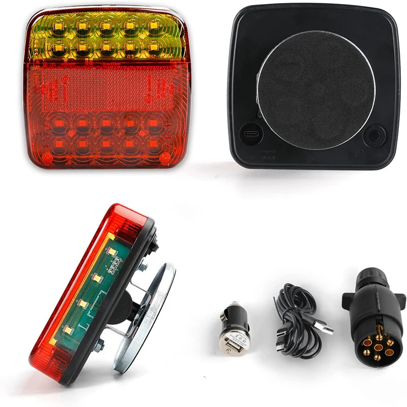 Yuanjoy 12V Wireless Magnetic Trailer Tail Lights LED Universal Signal Warning Brake Light For Lorry Caravans Bus Campers