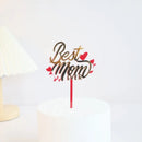 Best Mom Mother's Day Party Cake Topper Pink Red Love You Mum Acrylic Cake Topper for Mommy Birthday Party Cake Decorations Gift