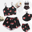 Women's Pajamas Set Sleepwear 2 PCS Short Tank Tops And Shorts S M L Black Ventilate Soft Casual