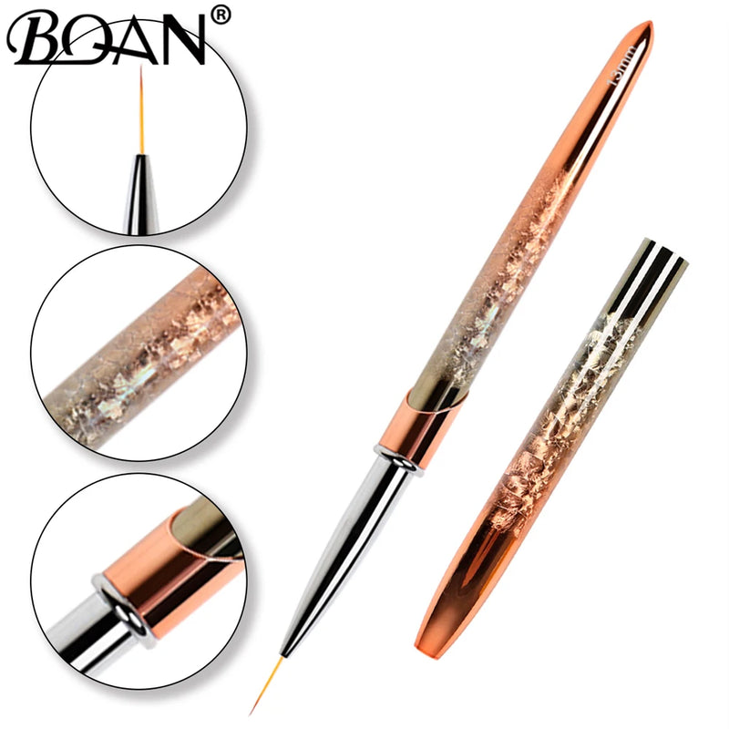 BQAN Rose Gold Nail Art Brush Gradient Gel Nail Brush Line Painting Brushes Nails Crystal Acrylic Liner Drawing Pen