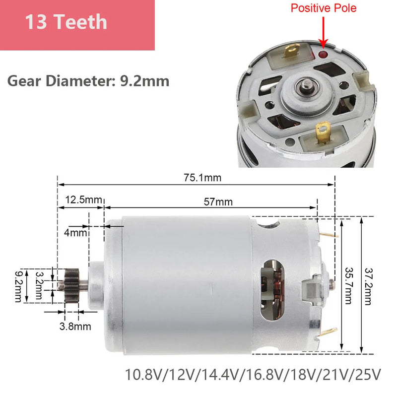 RS550 DC Motor 10.8V/12V/14.4V/16.8V/18V Electric Motor Engine High Torque Gear Box for Electric Drill / Saw Screwdriver