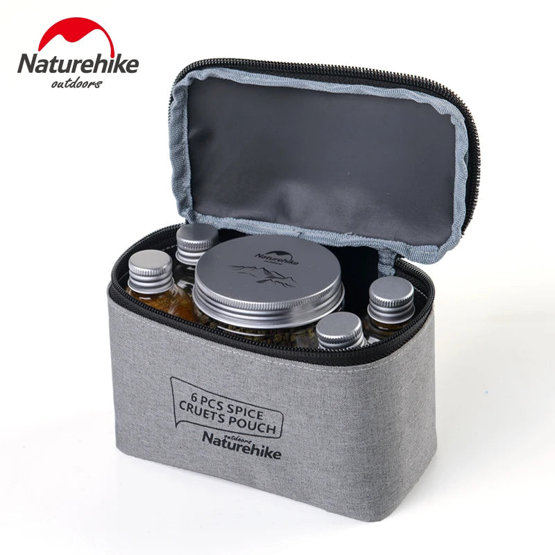 Naturehike 6pcs Outdoor Camping Tableware Storage Container Seasoning Bottles Cans With A Bag For BBQ Portable Picnic NH17T011-P