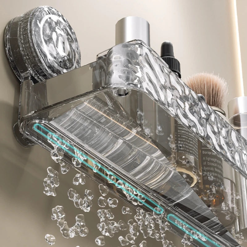 Light Luxury Bathroom Shelf Suction Cup Shampoo Shower Rack Punch-Free Storage Organizer Holder Bathroom Accessories