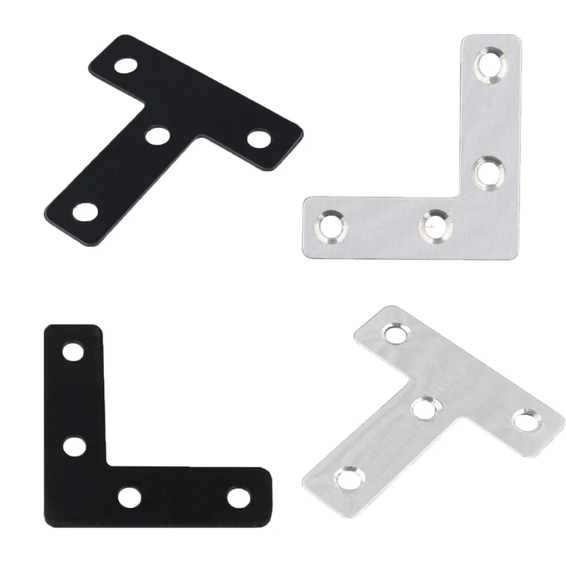 5pcs T&L stainless steel corner brace, black and silver corner, suitable for wardrobe fixed connectors, shelves, tables