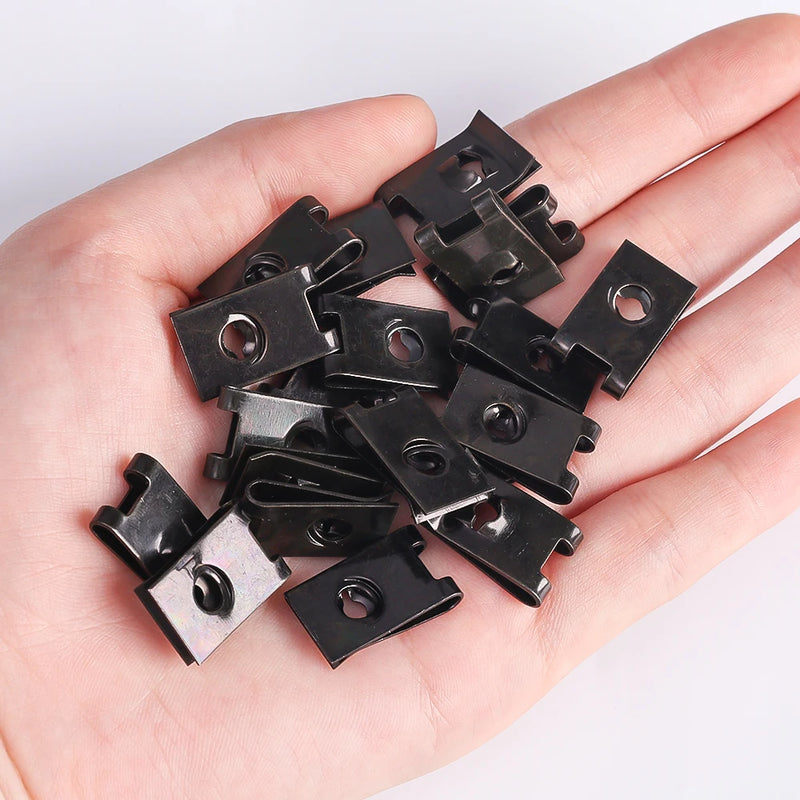 Car Self-Tapping Screws U-Clips Bumper Mudguard Trim Plate Fasteners Automotive Metal U-Clips Auto Bumper Black Clamps