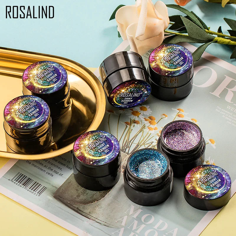 ROSALIND UV Nail Gel Polish Neon Rainbow Hybrid Varnish Platinum 5ML Gel Paint Set For Manicure Semi permanent Base top Gel Lak