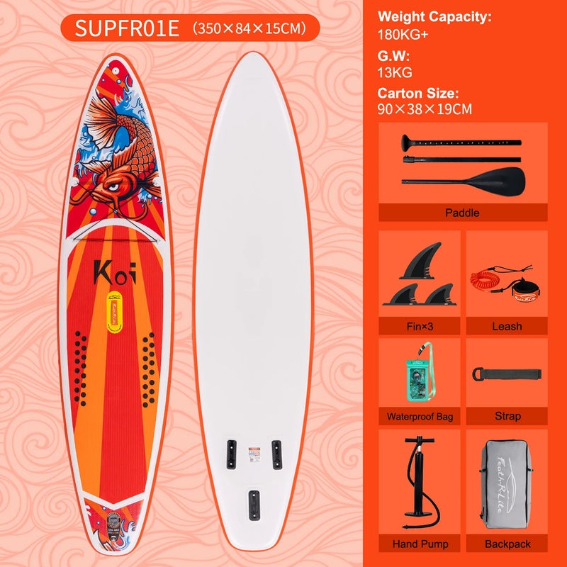 FunWater 350✖87✖15cm Sup Board Inflatable Surfboard Stand Up Paddle Board Inflatable Sup PaddleBoard with Accessories EU Stock