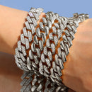 4Pcs Cuban Chain Bracelet for Women Men HipHop Bling Iced Out Chain Full Rhinestone Paved Chunky Metal Bracelet Set Jewelry Gift