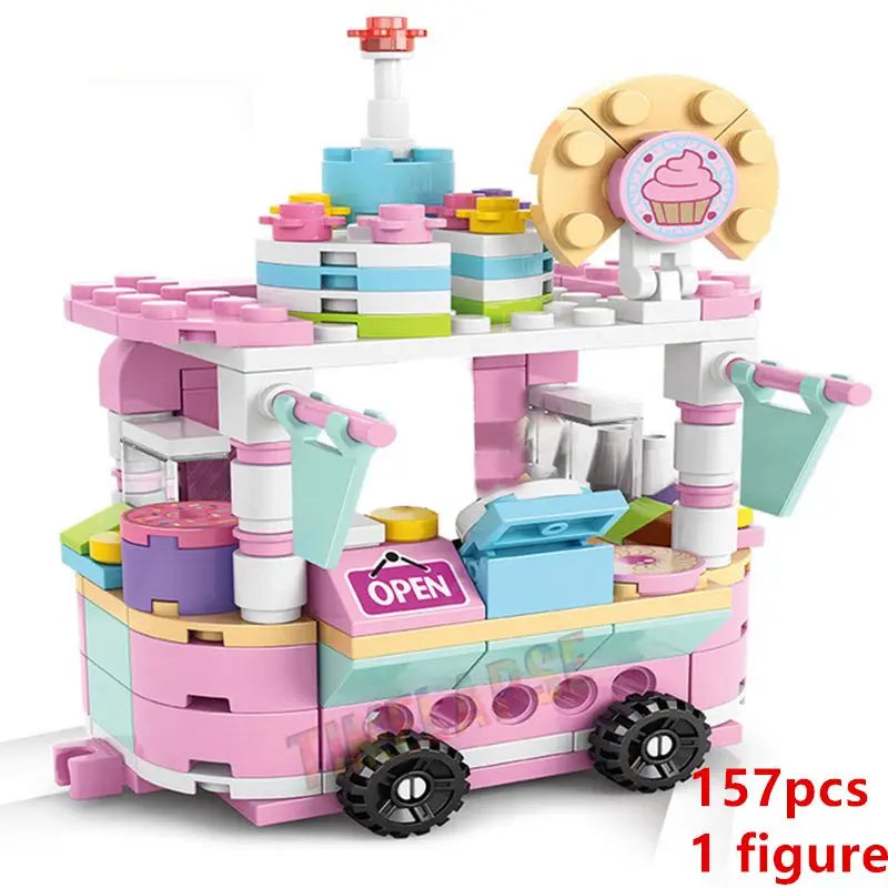 DIY Architecture Store Street View Food House Building Blocks Kit Girls Bricks Classic Movie Model Kids Toys For Children