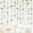 Gold 30th Happy Birthday Party Paper Banners Decorations Number 30 Year Old Circle Dots Twinkle Star Garlands Hanging Backdrops