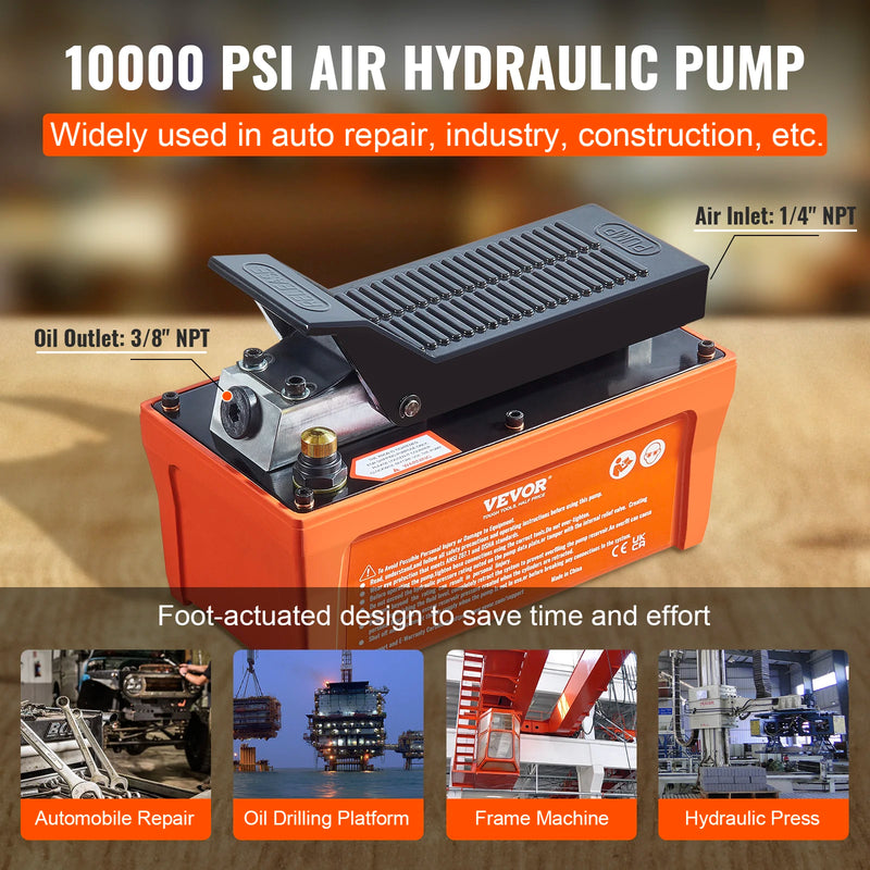 SucceBuy Air Hydraulic Pump 10,000 PSI 1/2 Gal Reservoir Foot Actuated Air Treadle for Auto Body Frame Machines and Pulling Post